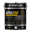 A 20L metal can of Everflor Asphalt Coat 1K Flexible Asphalt & Tarmac Coating in Black, shown on a clean white background.