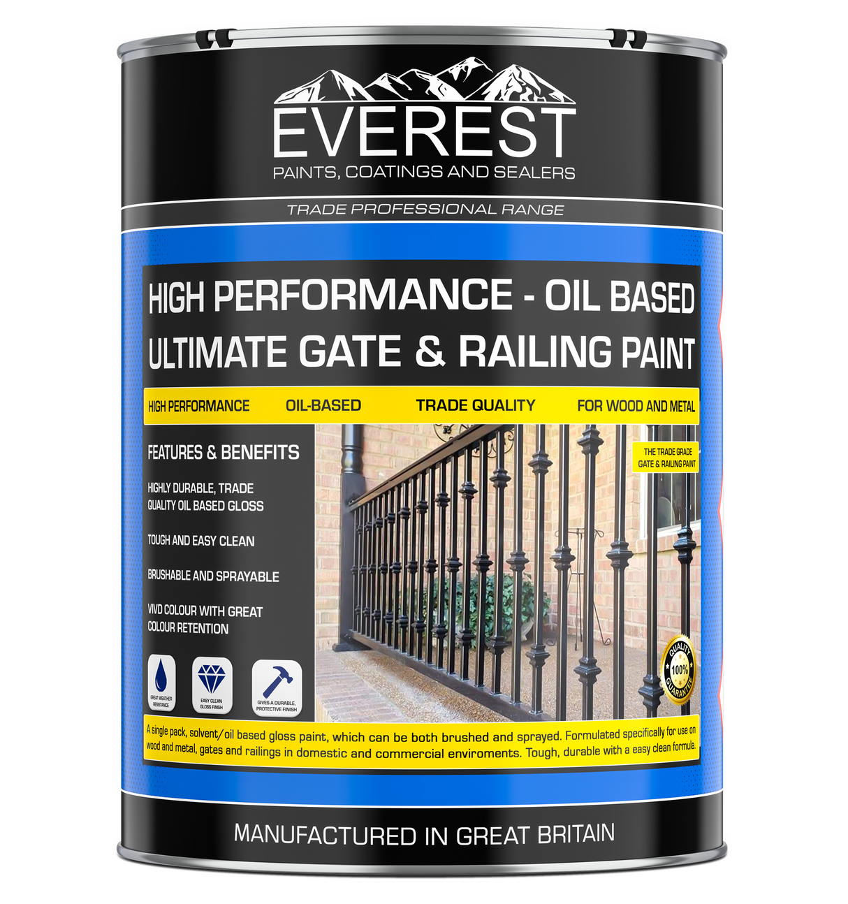 Everest Pinturas - Pintura Definitiva para Puertas y Barandillas - Recubrimiento a Base de Aceite