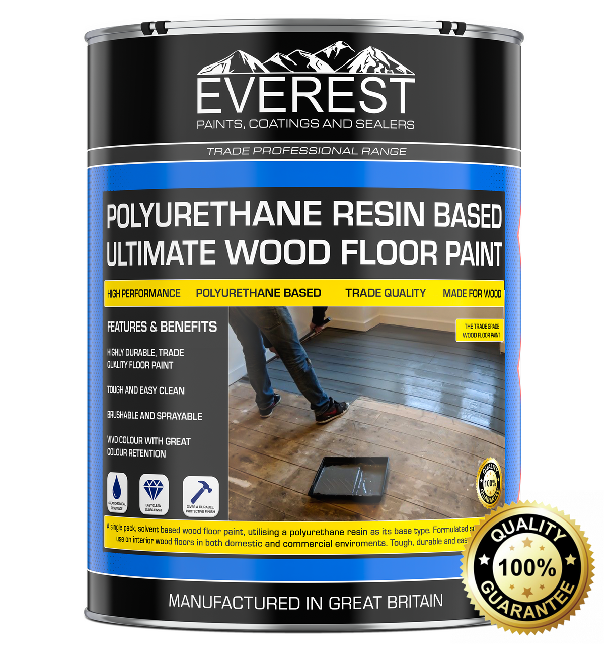 Everest Paints - Ultieme Houtvloer Verf - Polyurethaan Hars Gebaseerd