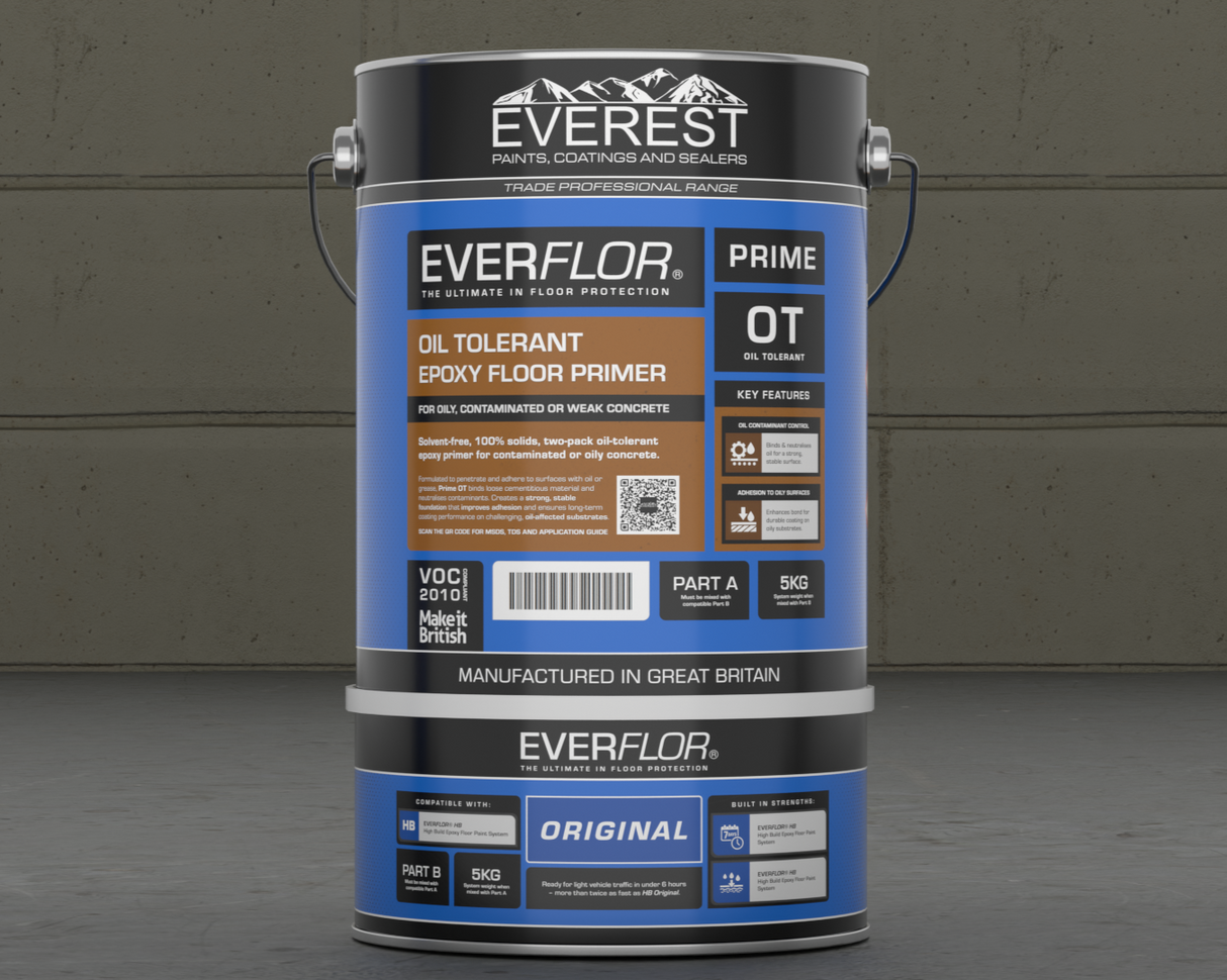 Everflor oil-tolerant epoxy floor primer can on a gray background